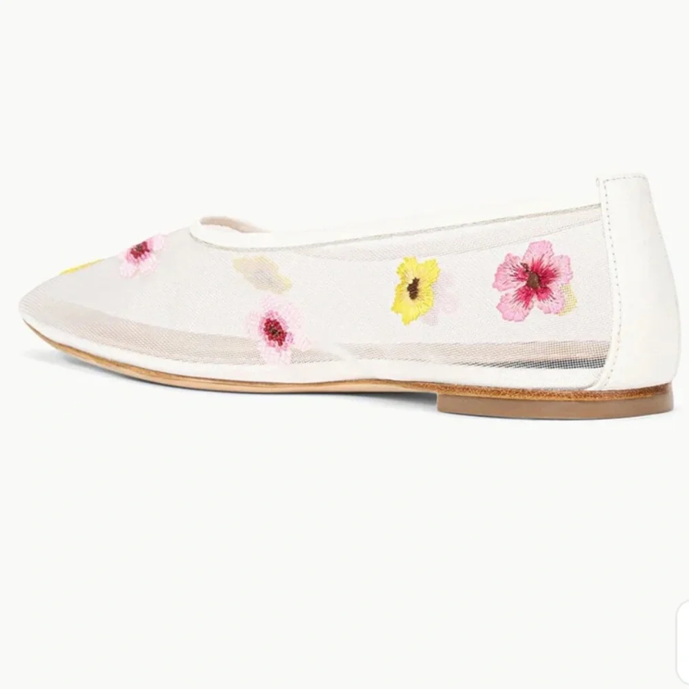 STAUD ALBA BALLET FLAT floral MESH Leather Trim Minimalist Design EU 36.5 new - Picture 6 of 11